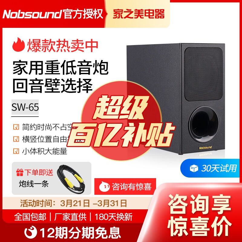 Norpusheng SW-65 Active Overweight Subwoofer Audio Active Monitor Speaker Feedback Wall TV Companion