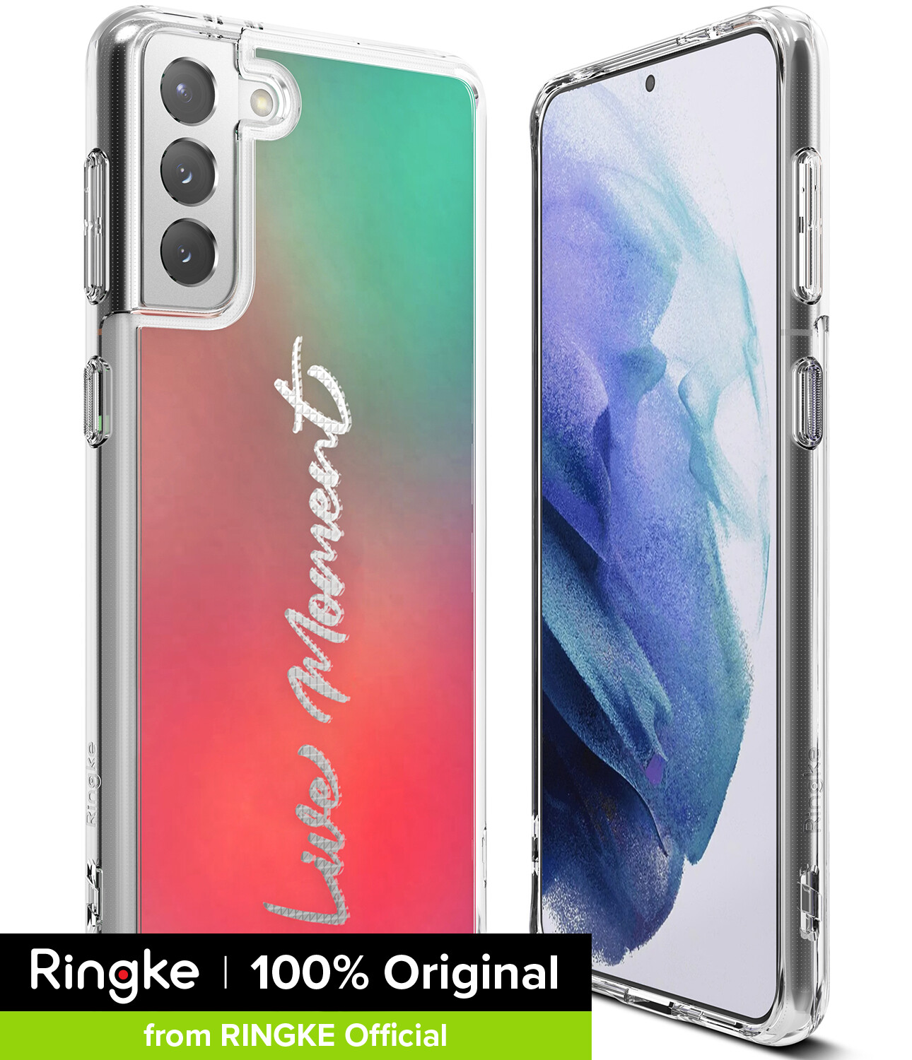 Ringke [FUSION] for Galaxy S21 Case, Hard Clear PC Back [Military Drop Defense] Lightweight Upgraded Transparent TPU Bumper Cover with Wrist Strap