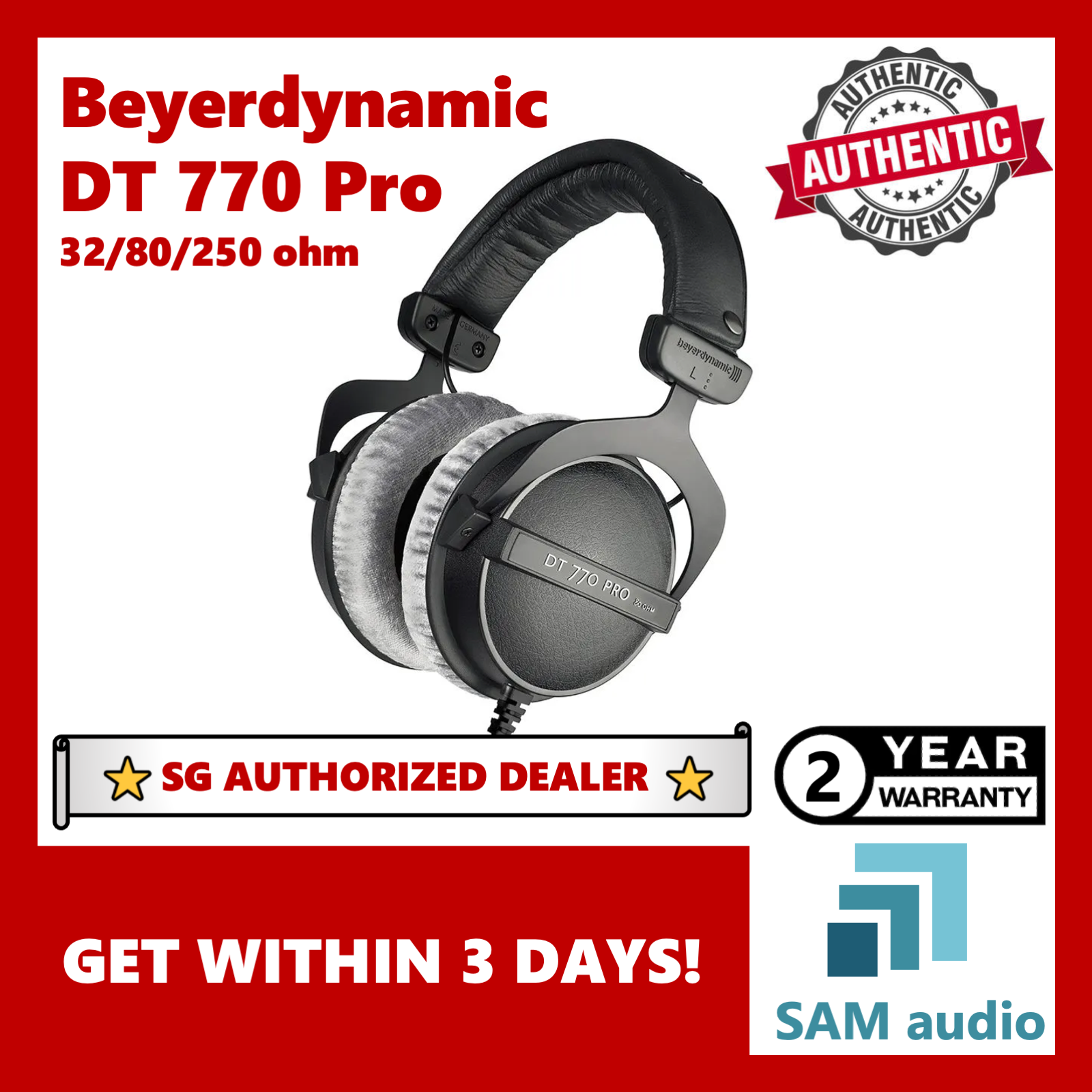 [SG] DT 770 Pro Beyerdynamic, Reference headphones for control and monitoring (32/80/250 ohms, closed back, DT770Pro DT770 Pro)