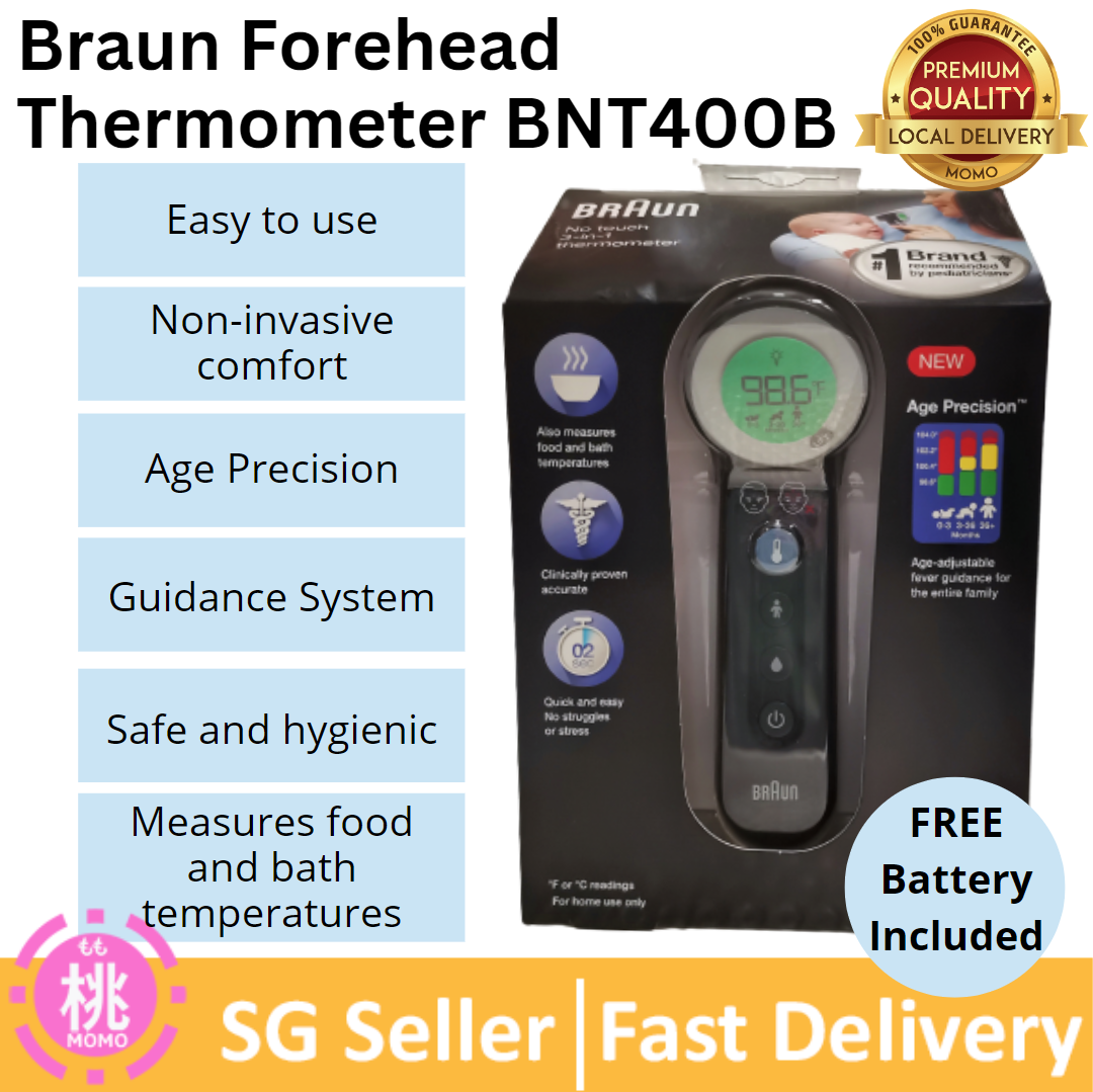 Braun Thermometer - BNT400B (Black) No Touch +Touch Forehead Thermometer |3 in 1 thermometer