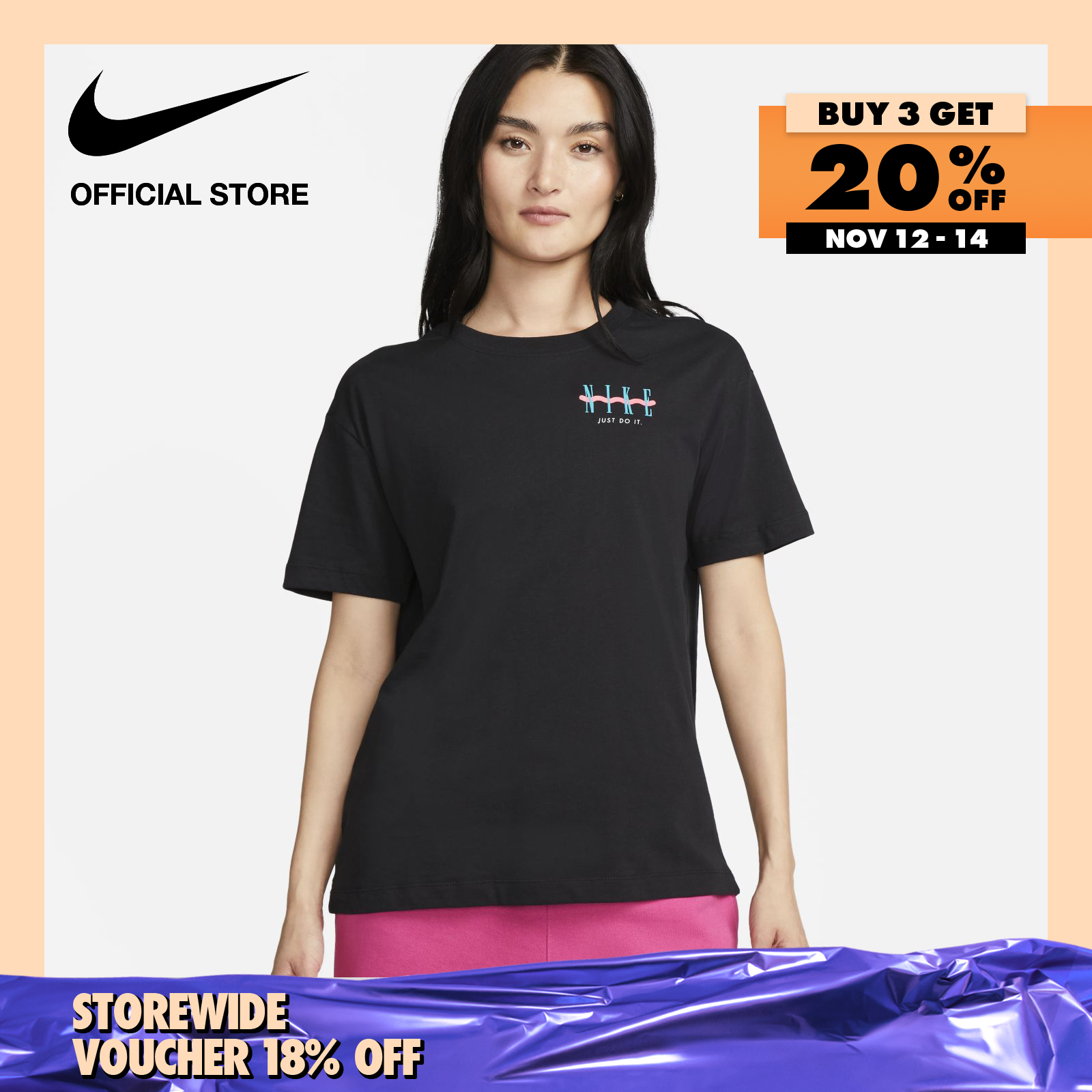 Nike Women's Sportswear Vintage FS T-Shirt - Black