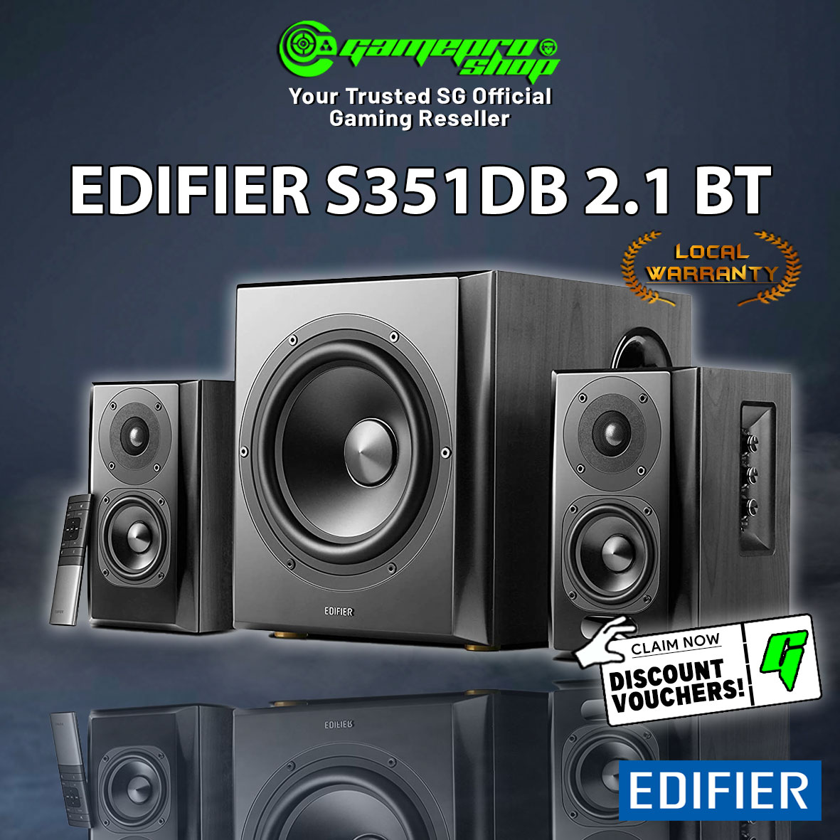 Edifier S351DB 2.1 Active Bluetooth Multimedia Bookshelf  Speaker System (2Y)