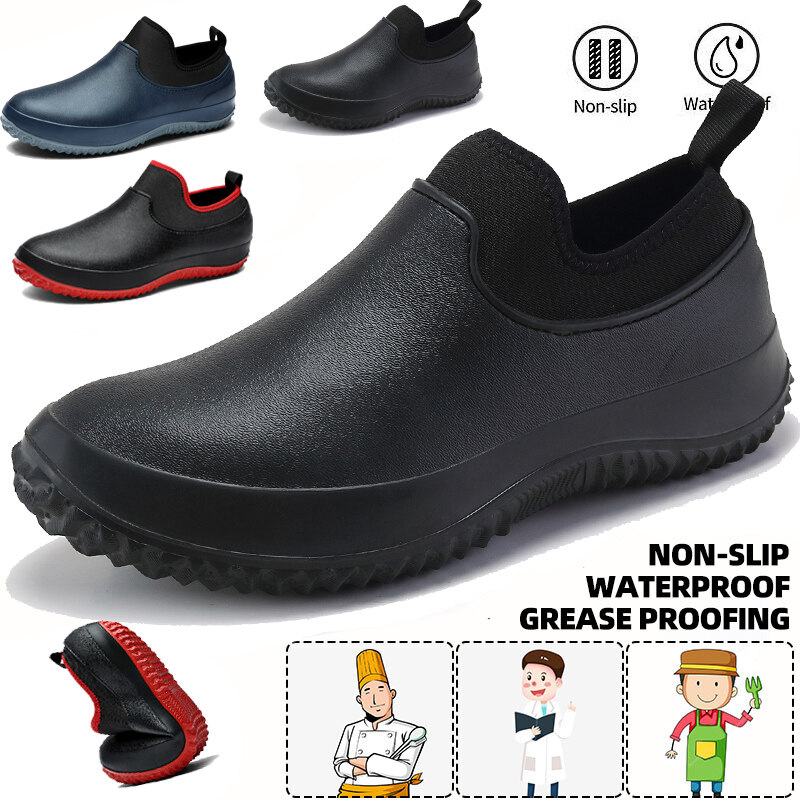 Chef Shoes Men and Women Slip on Waterproof High Quality Non-slip Waterproof Oil-proof Kitchen Work Shoes for Chef Master Cook Hotel Restaurant Slippers Flat Sandals Croc Men Water Shoes