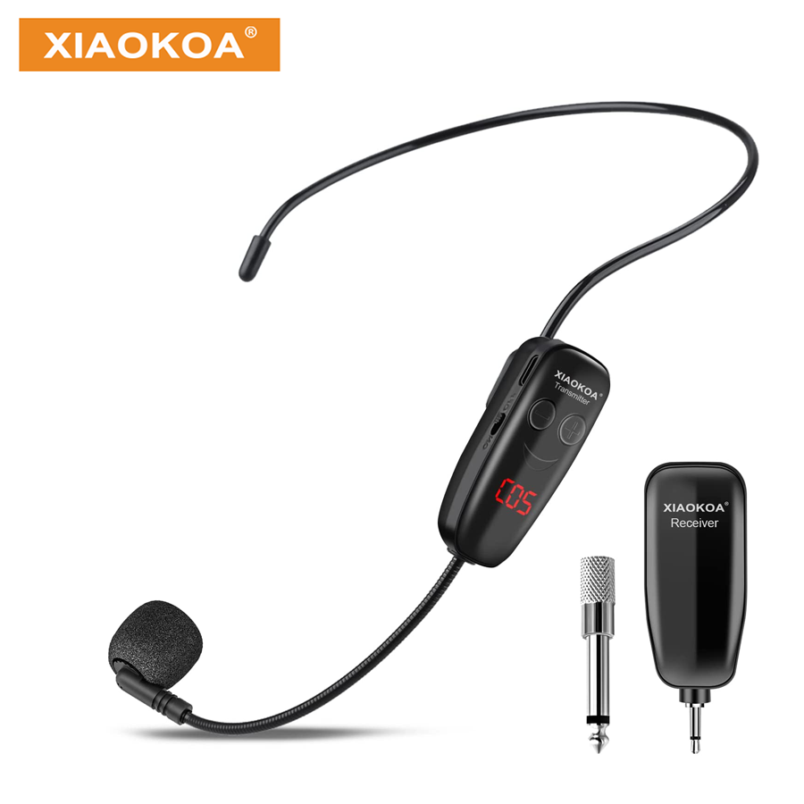 XIAOKOA UHF Wireless Microphone Professional Portable Voice Amplifier Wireless Mic Wireless Head Microphone for Teaching Stage Speakers Tour Guides Fitness Instructor(Do Not Support Phone/Laptop)