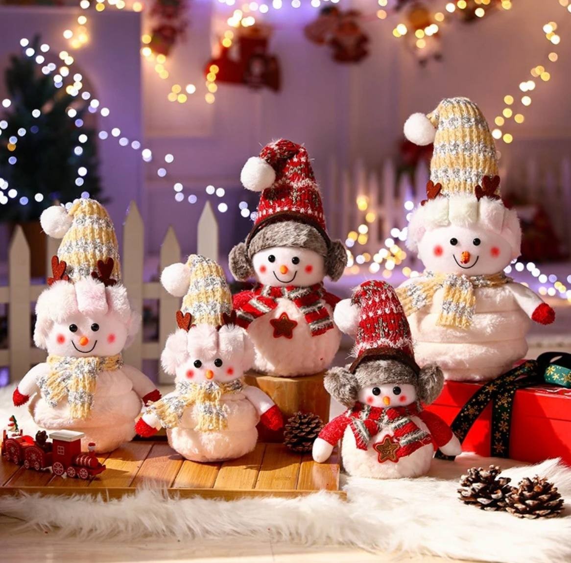 Dedeville Christmas Snowman Doll Plush Toy Snowman Ornament Christmas Room Decoration